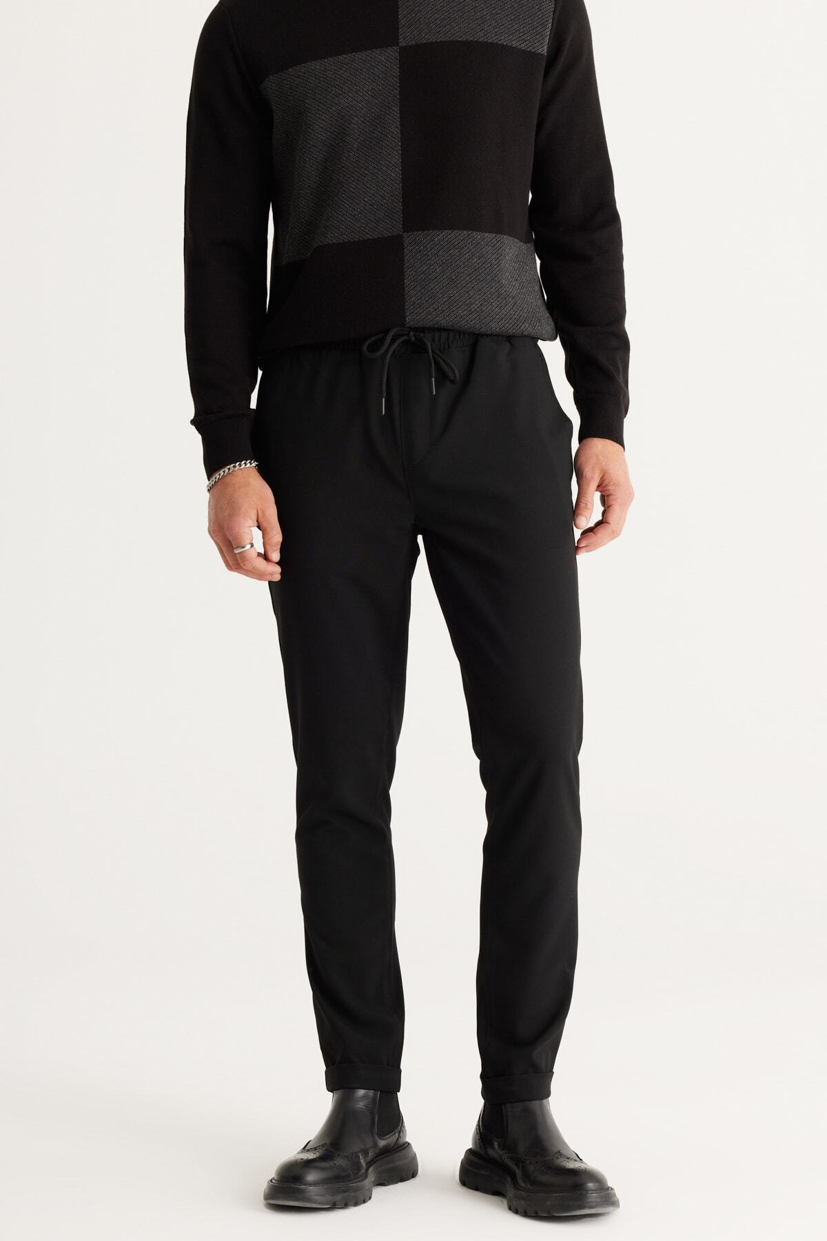Muške Crne Pantalone Slim Fit 4856252