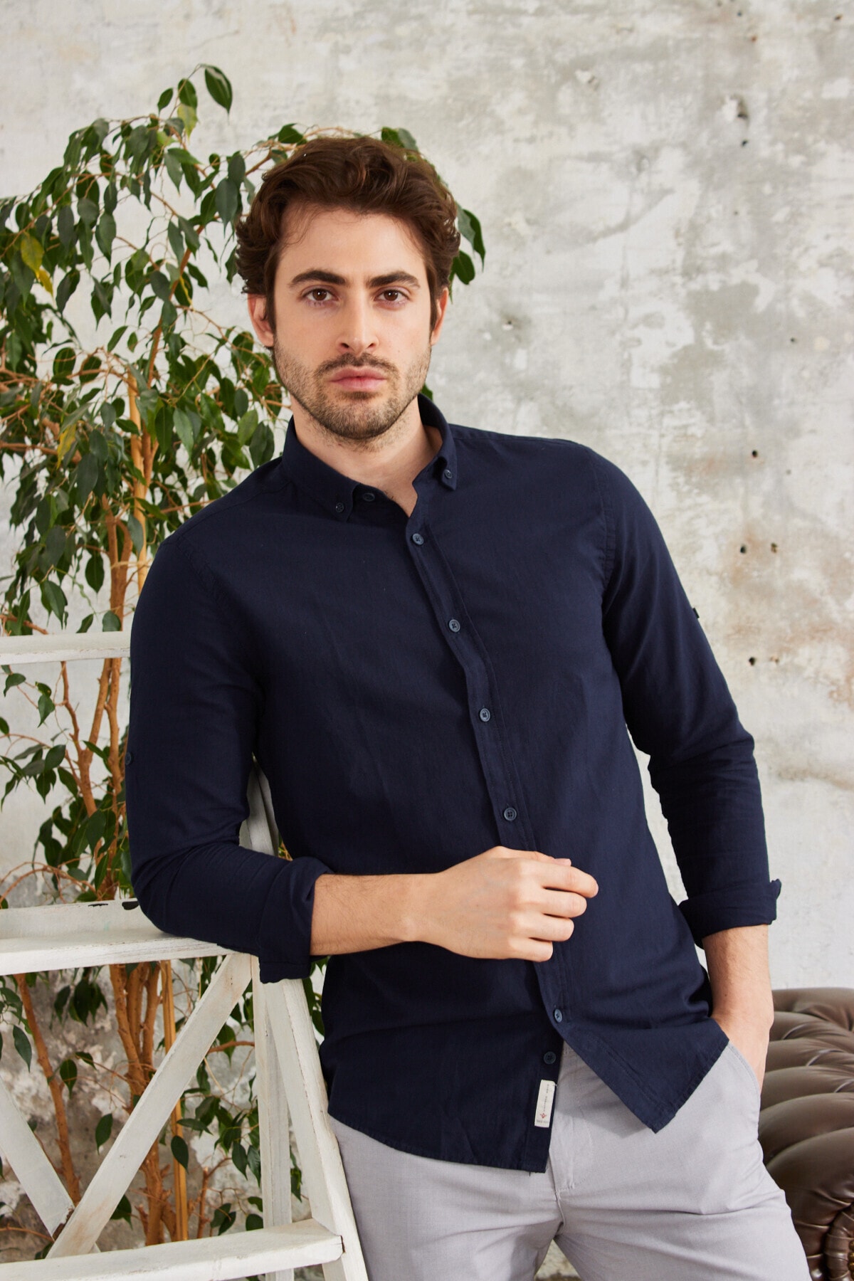 Muška Košulja Uz Dugih Rukava – Tamno Plava Slim Fit 6321256
