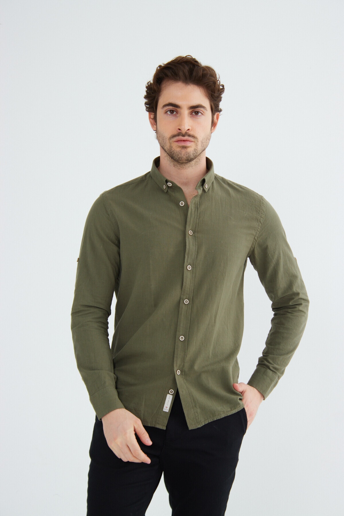 Muška Košulja Uz Dugih Rukava – Zelena Slim Fit 6321255